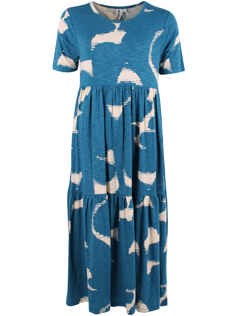 Danemarkise Slub Dress Warm Blue/Light Beige TROPSTATIC