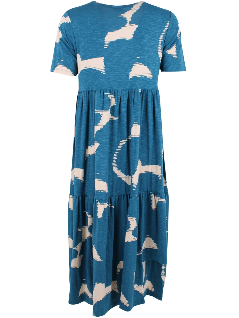 Danemarkise Slub Dress Warm Blue/Light Beige TROPSTATIC