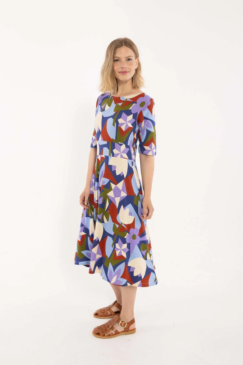 ORGANIC - Danecharlotte Slub Dress Dark Blue GEOFLEUR