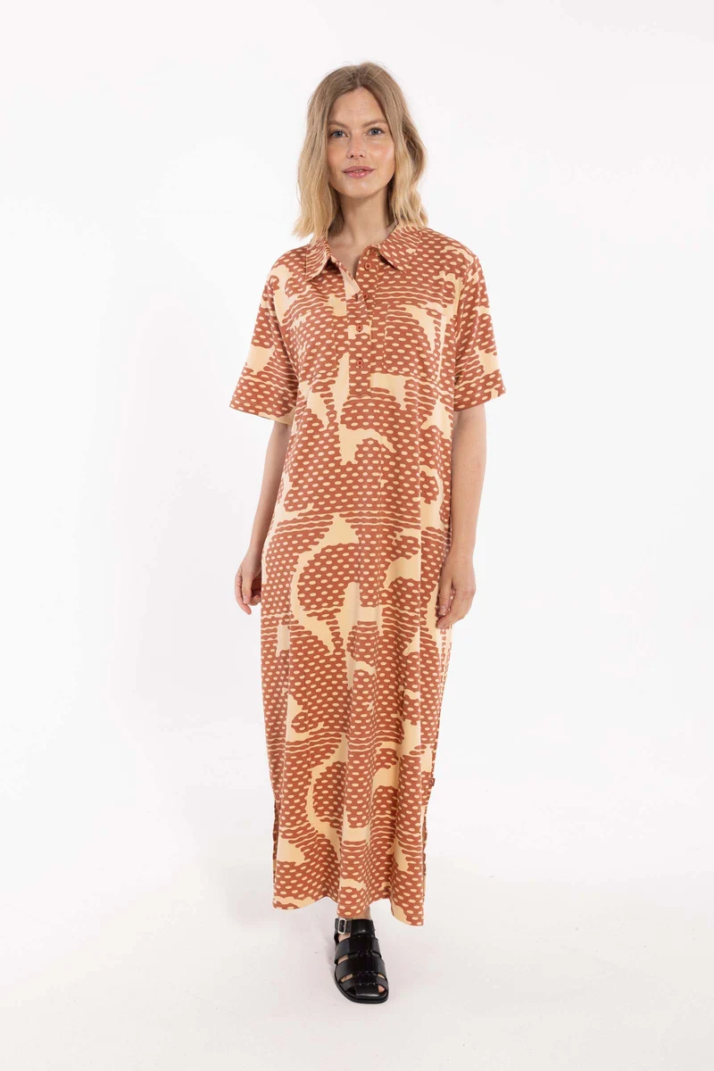 ORGANIC - Danedeer Interlock Dress Aragon/Nougat HALFTONE
