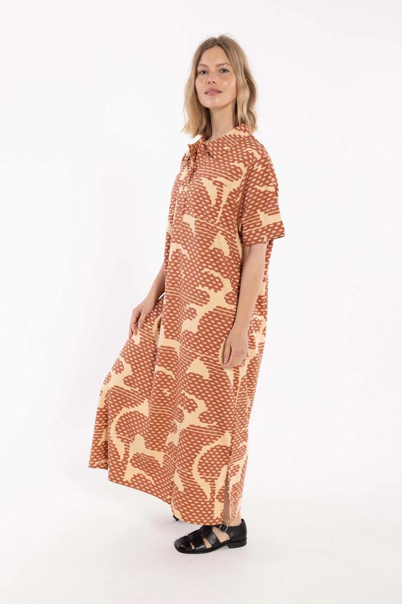 ORGANIC - Danedeer Interlock Dress Aragon/Nougat HALFTONE