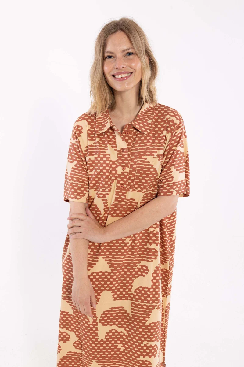 ORGANIC - Danedeer Interlock Dress Aragon/Nougat HALFTONE