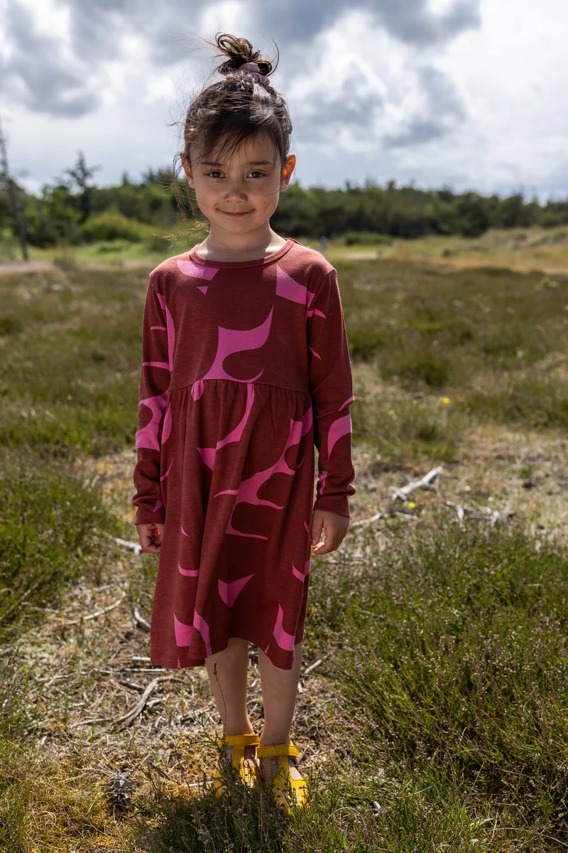 Daneshellfish Interlock LS Dress Chili/Soft Cherry TROPS