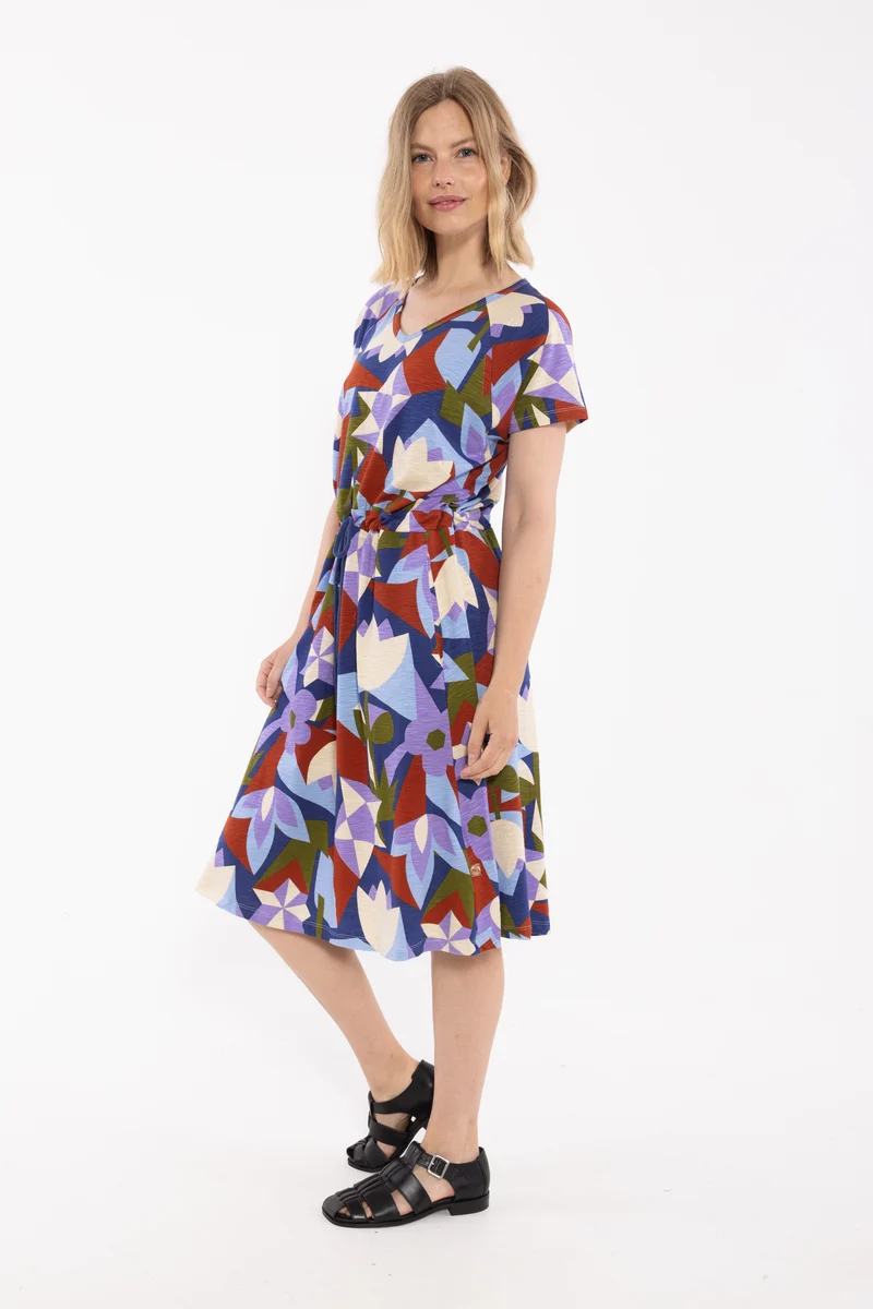 ORGANIC - Danouioui Slub SS Dress Dark Blue GEOFLEUR