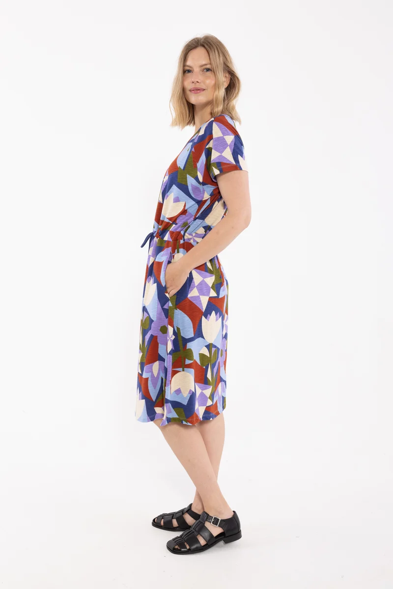 ORGANIC - Danouioui Slub SS Dress Dark Blue GEOFLEUR
