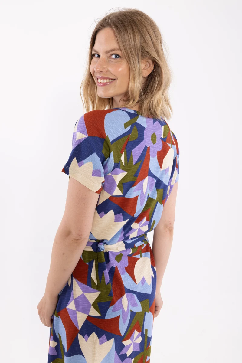 ORGANIC - Danouioui Slub SS Dress Dark Blue GEOFLEUR