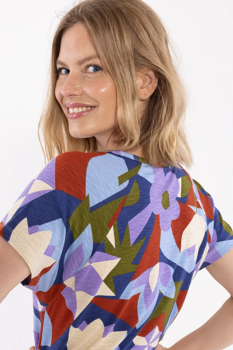 ORGANIC - Danouioui Slub SS Dress Dark Blue GEOFLEUR