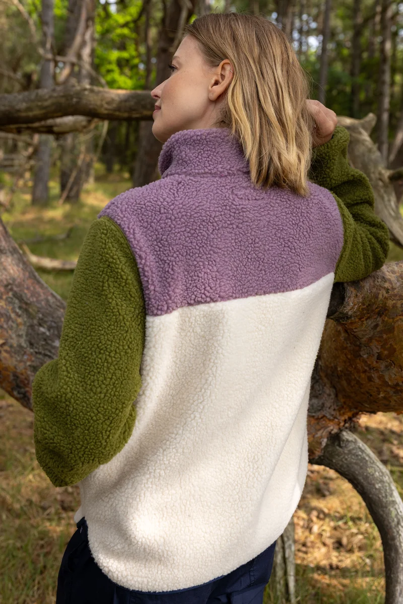 Danebirk Fleece Zip-Up Light Beige/Mauve/Olive