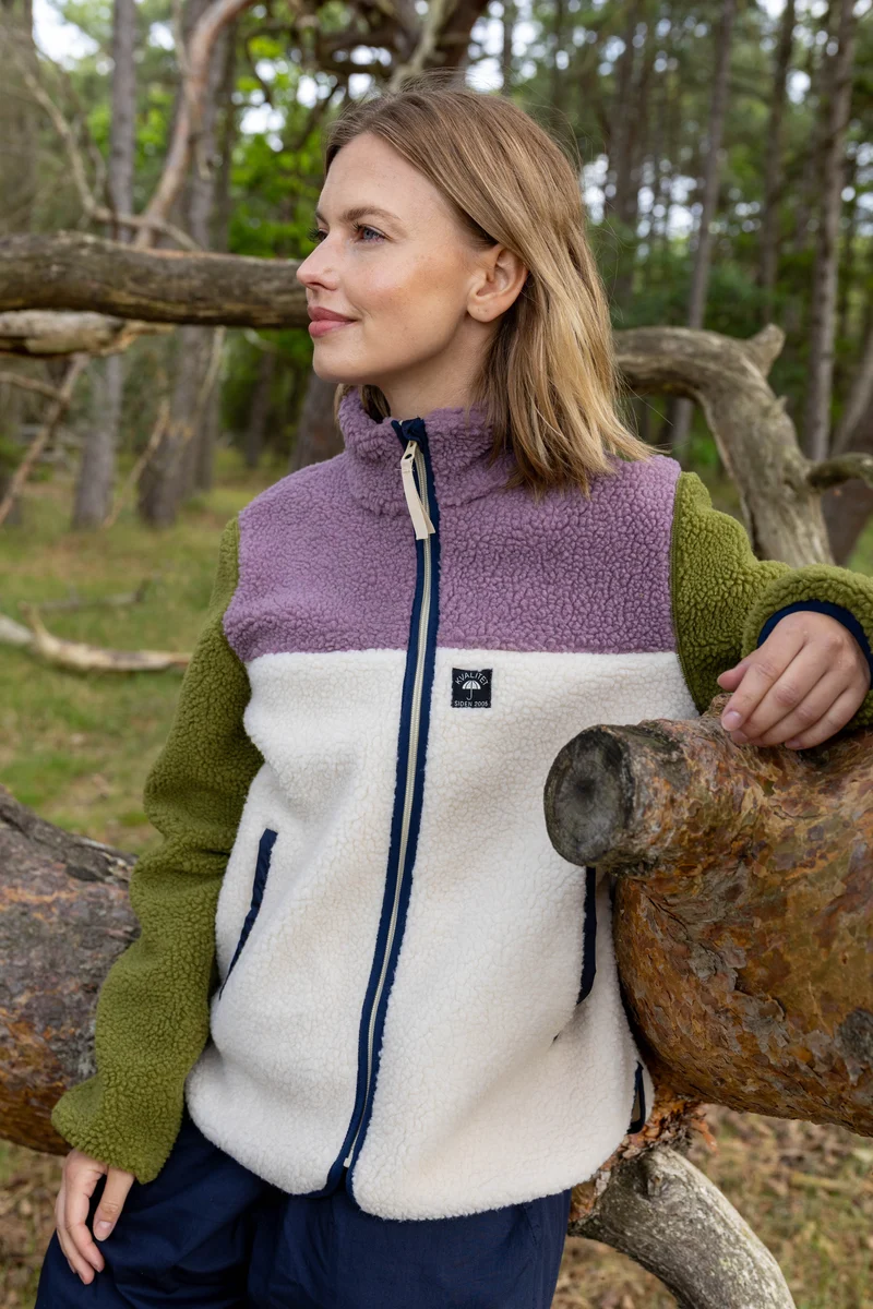 Danebirk Fleece Zip-Up Light Beige/Mauve/Olive