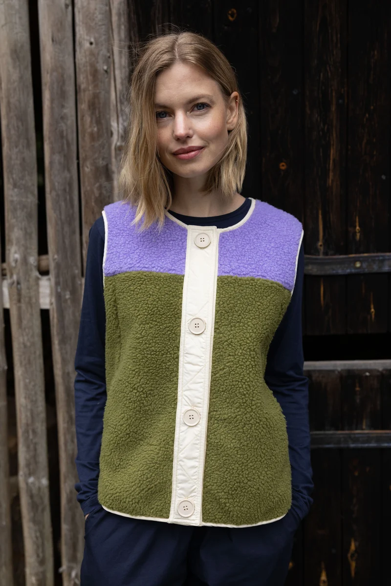 Daneteckel Fleece Vest Light Lilac/Olive/Dark Wine