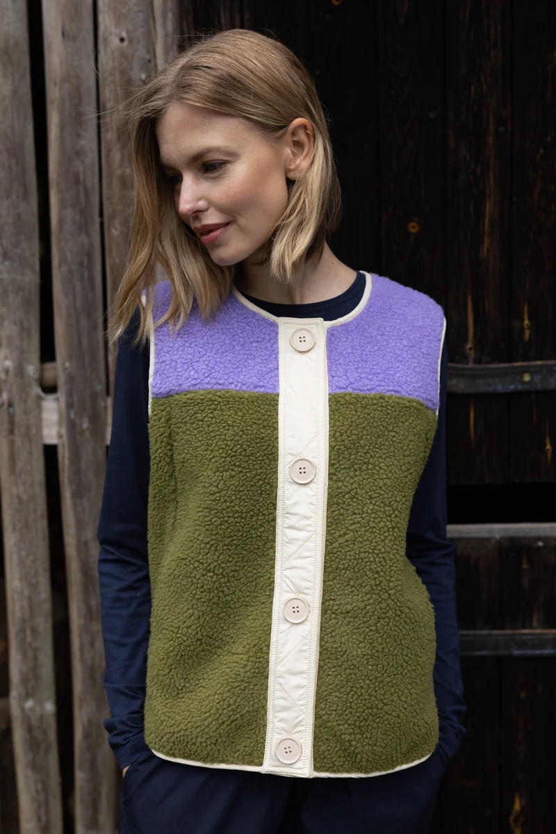 Daneteckel Fleece Vest Light Lilac/Olive/Dark Wine