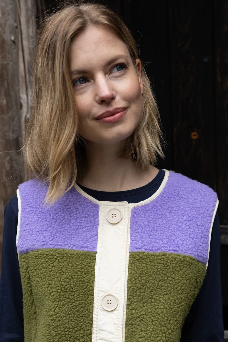 Daneteckel Fleece Vest Light Lilac/Olive/Dark Wine
