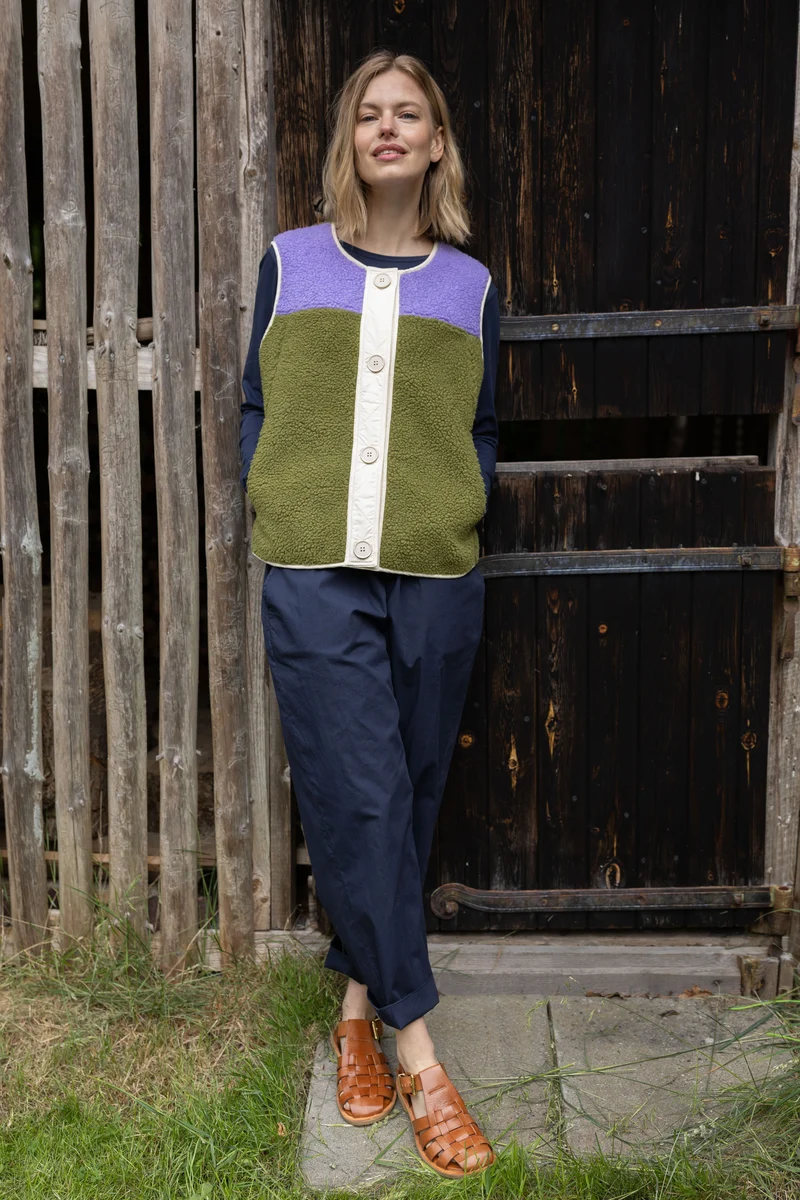 Daneteckel Fleece Vest Light Lilac/Olive/Dark Wine