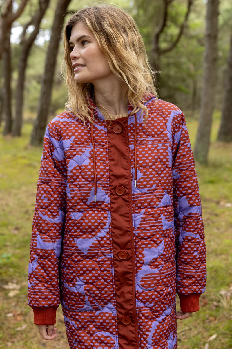Danemeddow Aop Thermo Coat Light Lilac/Chili HALFTONE