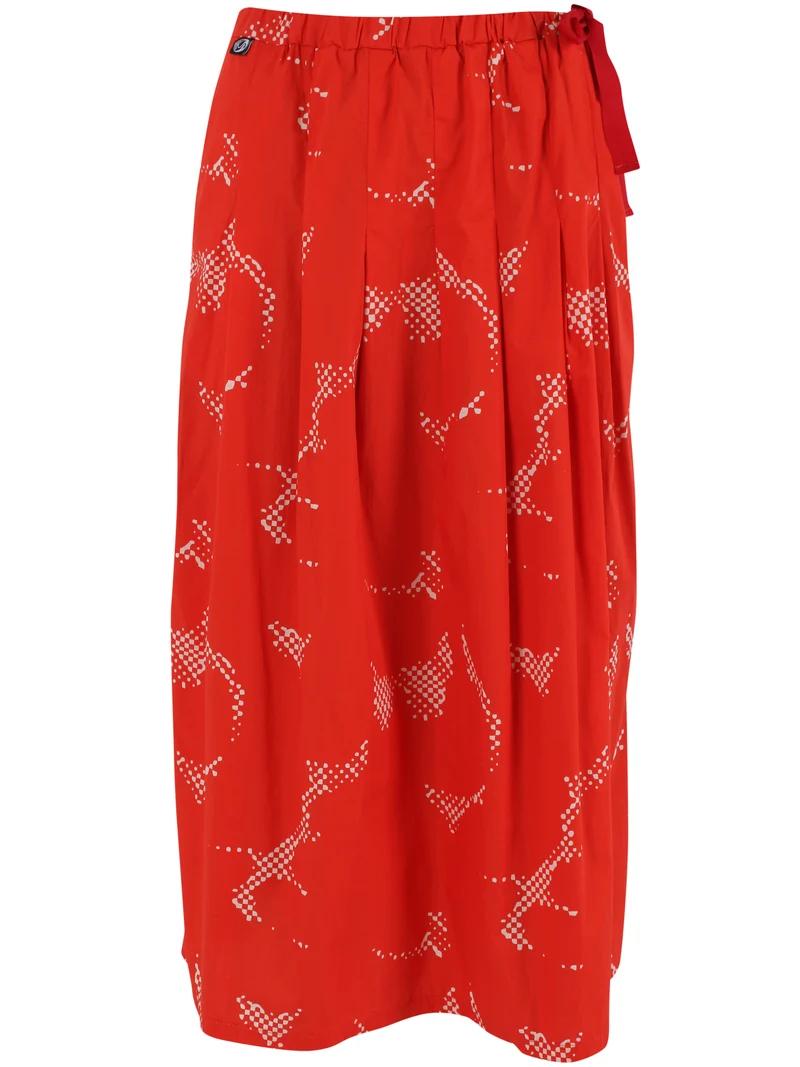 Daneminna Smooth Poplin Skirt Summer Red/Chalk TROPFUZZ