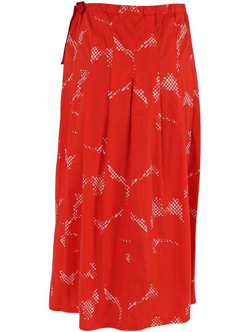 Daneminna Smooth Poplin Skirt Summer Red/Chalk TROPFUZZ
