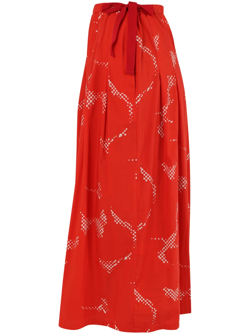 Daneminna Smooth Poplin Skirt Summer Red/Chalk TROPFUZZ