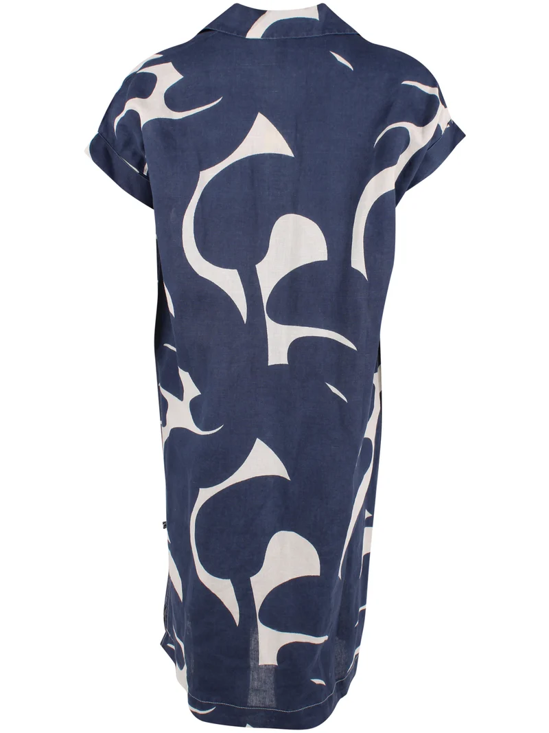 Danerrand Modal Linnen Dress Dark Navy/Chalk TROPS