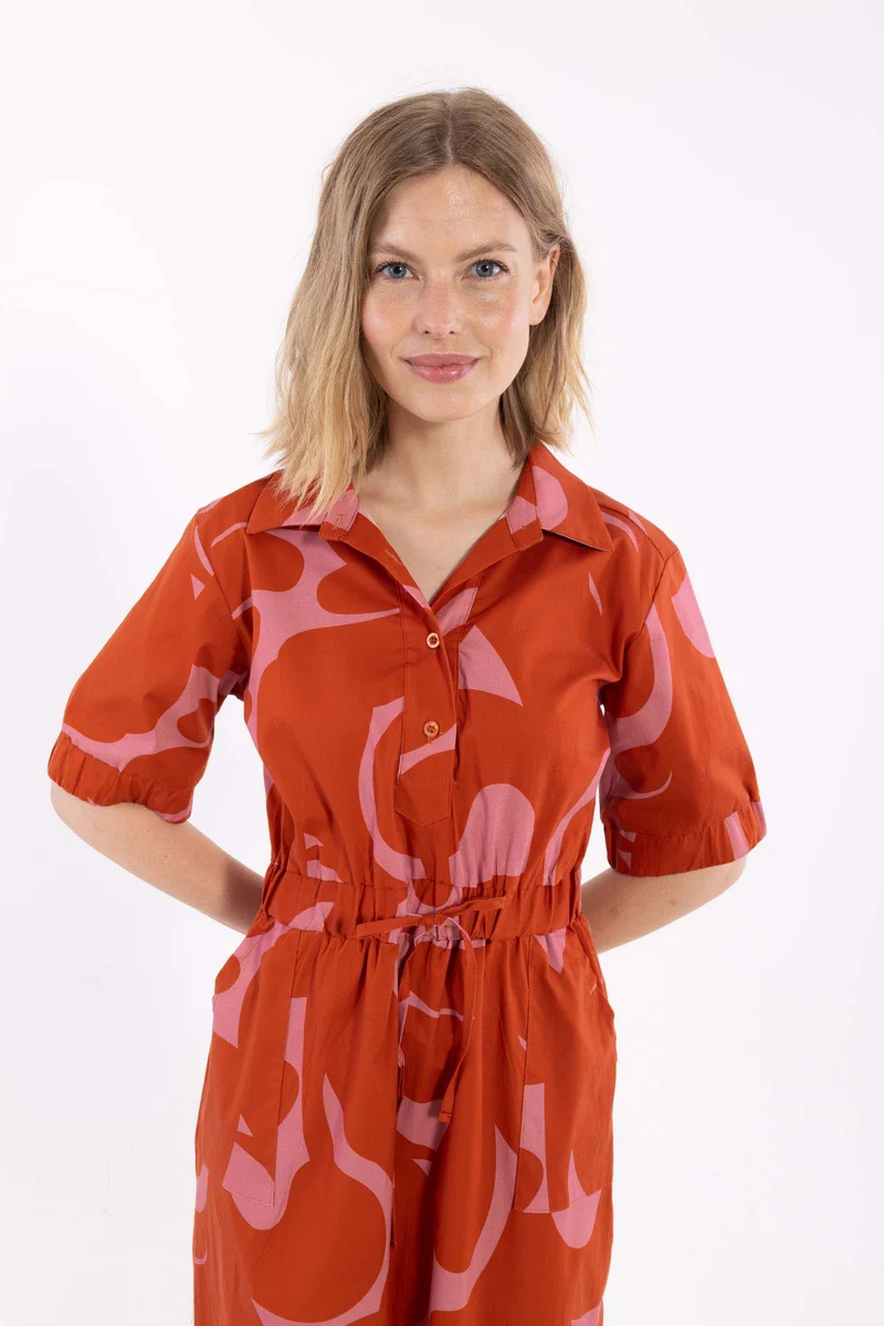Danesusanne Poplin Dress Chili/Soft Cherry TROPS