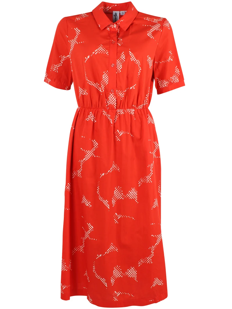 Daneguldhorn Smooth Poplin Dress Summer Red/Chalk TROPFUZZ