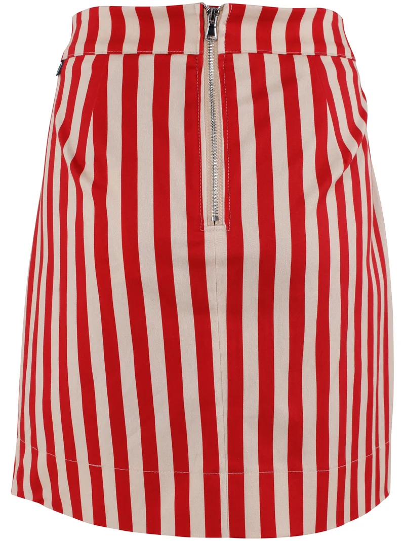 Danelondon Stretch Canvas Skirt Summer Red/Chalk