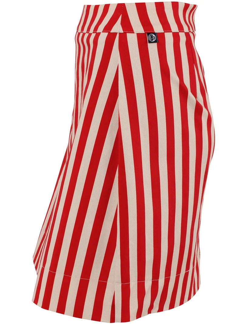 Danelondon Stretch Canvas Skirt Summer Red/Chalk