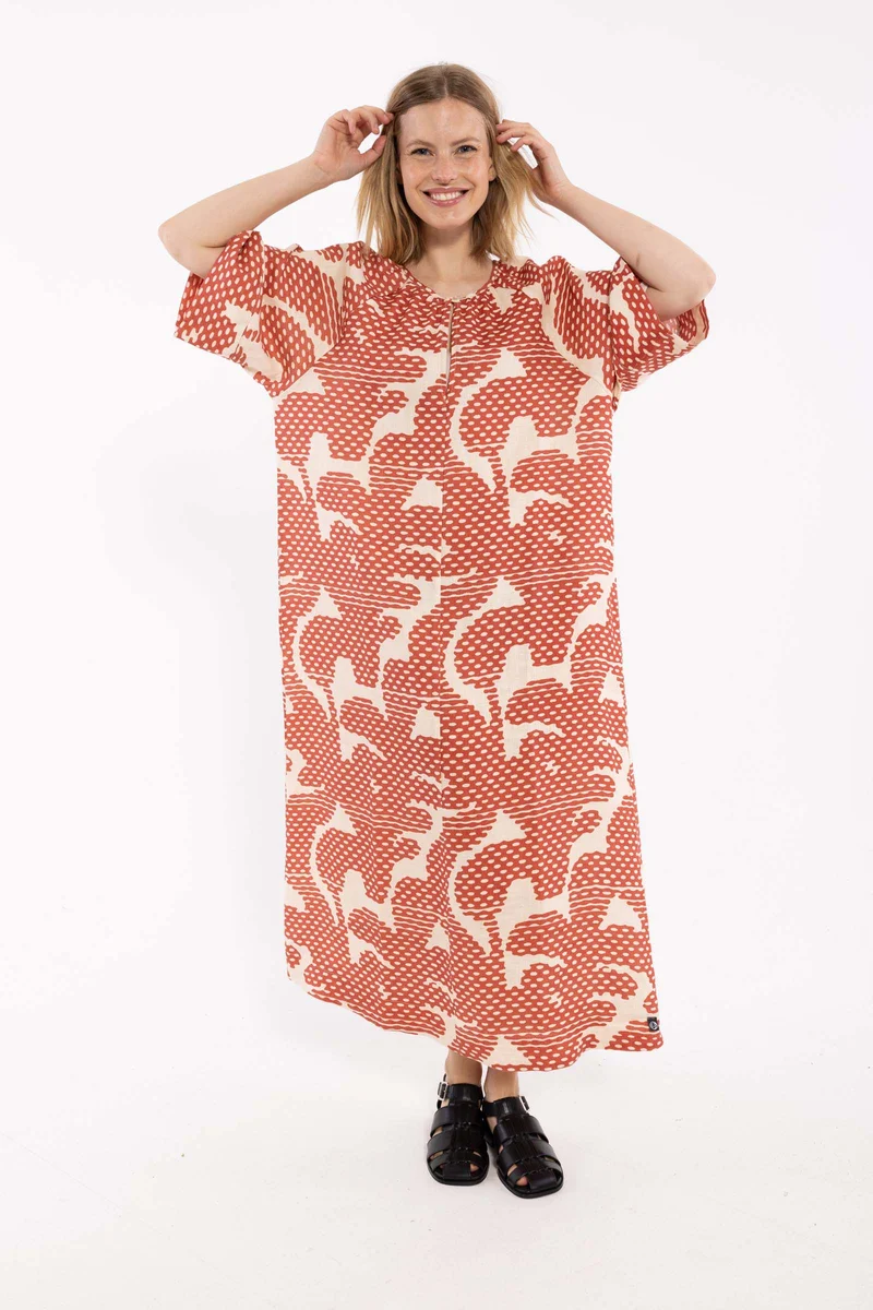 Danehostess Modal Linnen Dress Aragon/Nougat HALFTONE