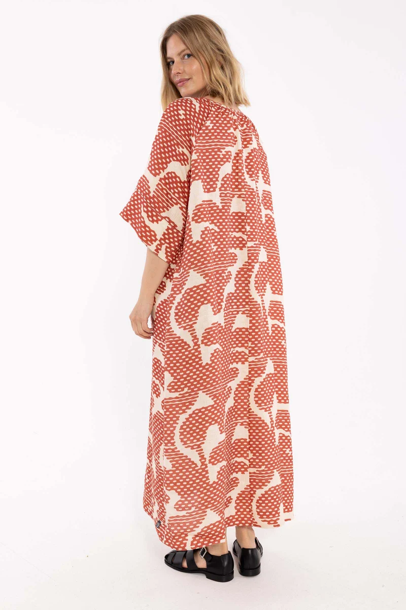 Danehostess Modal Linnen Dress Aragon/Nougat HALFTONE