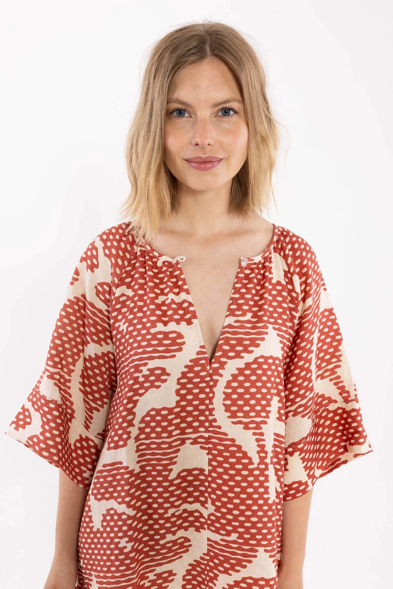 Danehostess Modal Linnen Dress Aragon/Nougat HALFTONE