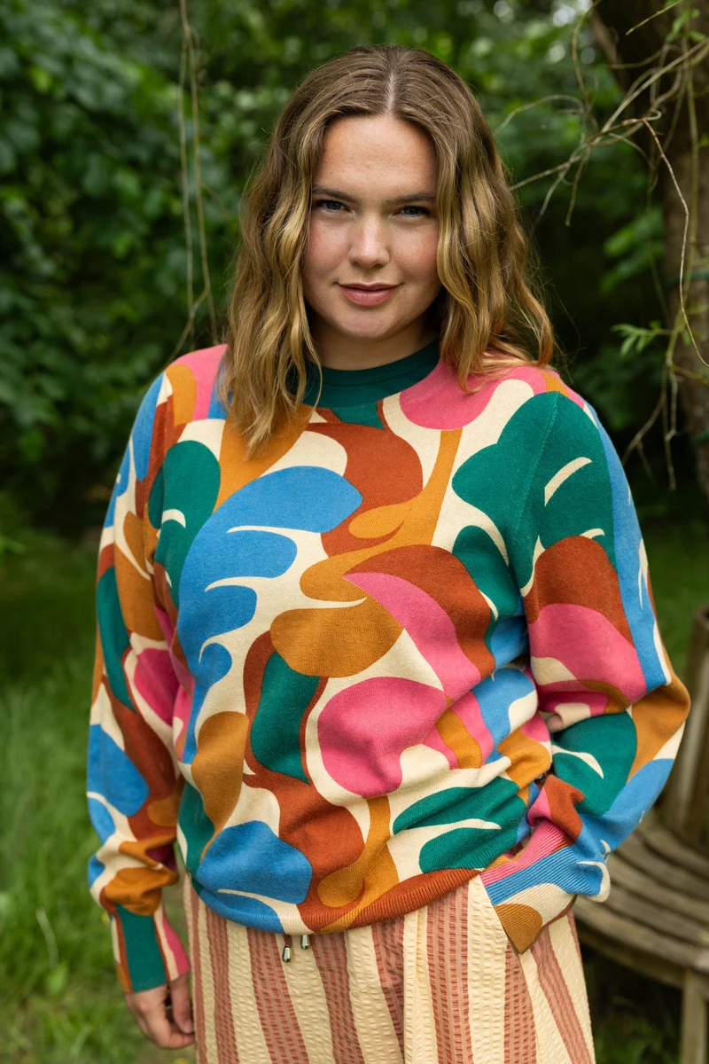 Danesvale Wool-Mix AOP Sweater Nougat TROPS