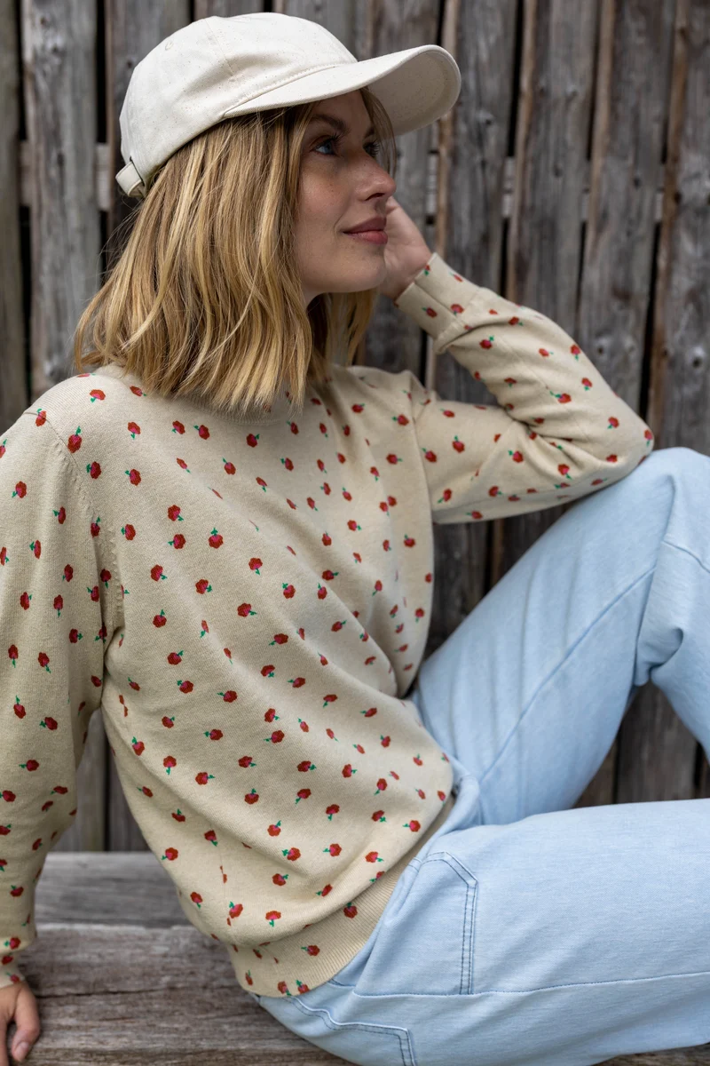 Danevibe Wool-Mix AOP Sweater Light Beige LILFLUFFERS