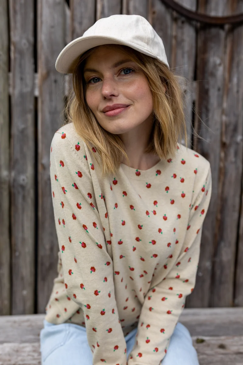 Danevibe Wool-Mix AOP Sweater Light Beige LILFLUFFERS