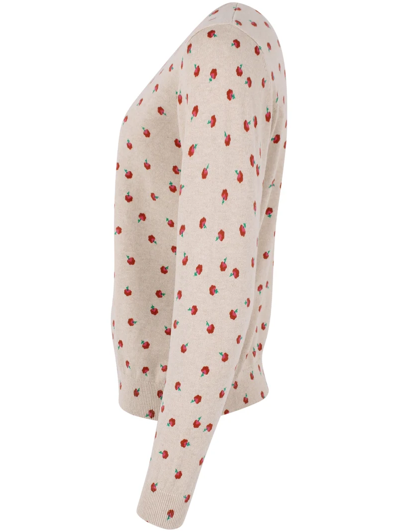 Danevibe Wool-Mix AOP Sweater Light Beige LILFLUFFERS