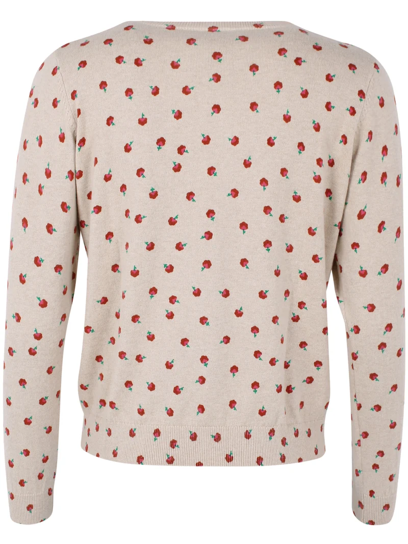 Danevibe Wool-Mix AOP Sweater Light Beige LILFLUFFERS