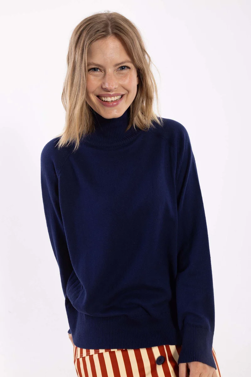 Danenorma Highneck Wool-Mix Sweater Dark Blue