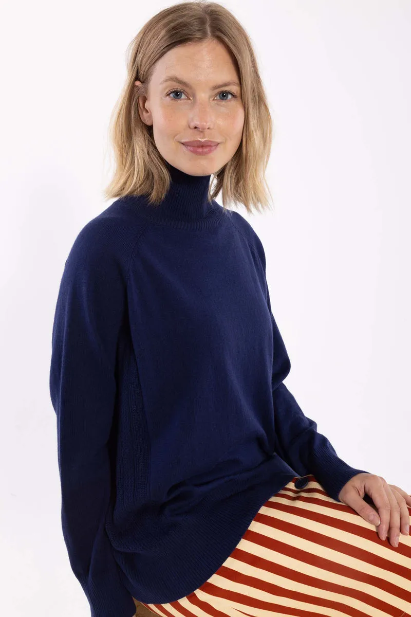 Danenorma Highneck Wool-Mix Sweater Dark Blue