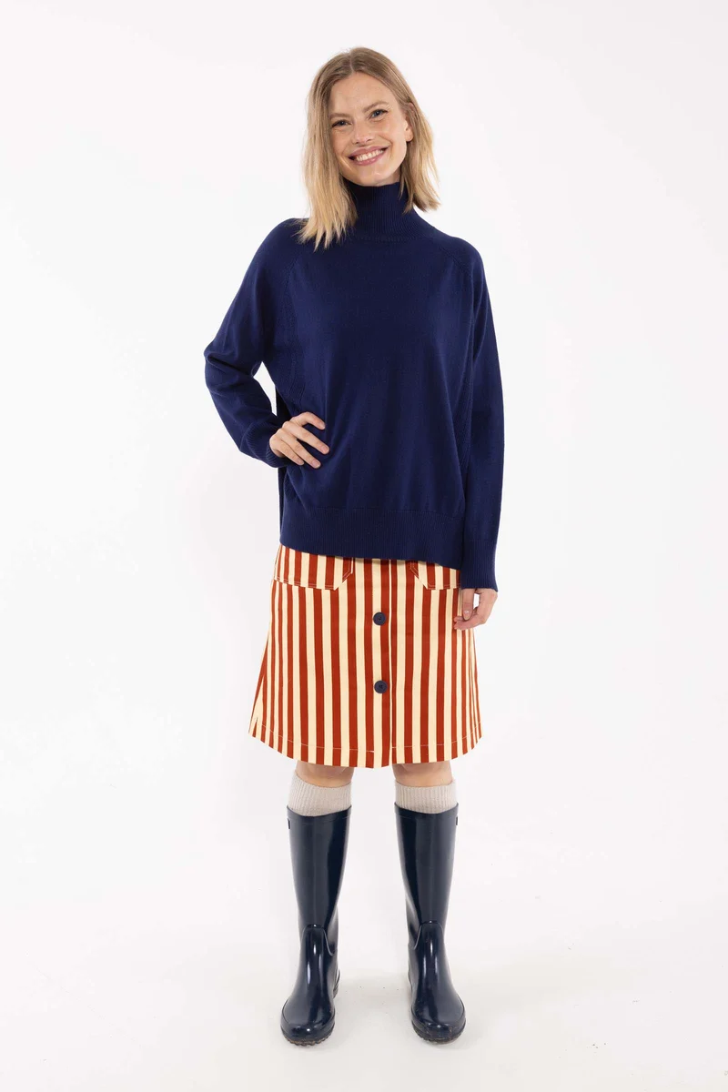 Danenorma Highneck Wool-Mix Sweater Dark Blue