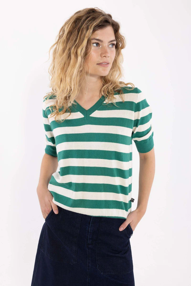 Danebliss Wool-Mix Sweater Tee Teal Lake/Chalk