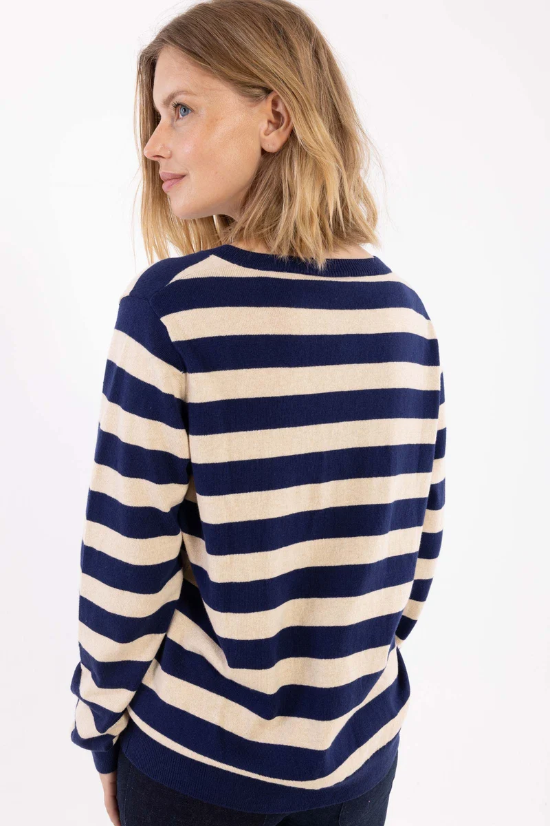 Danesaint Wool-Mix Sweater Dark Blue/Light Beige