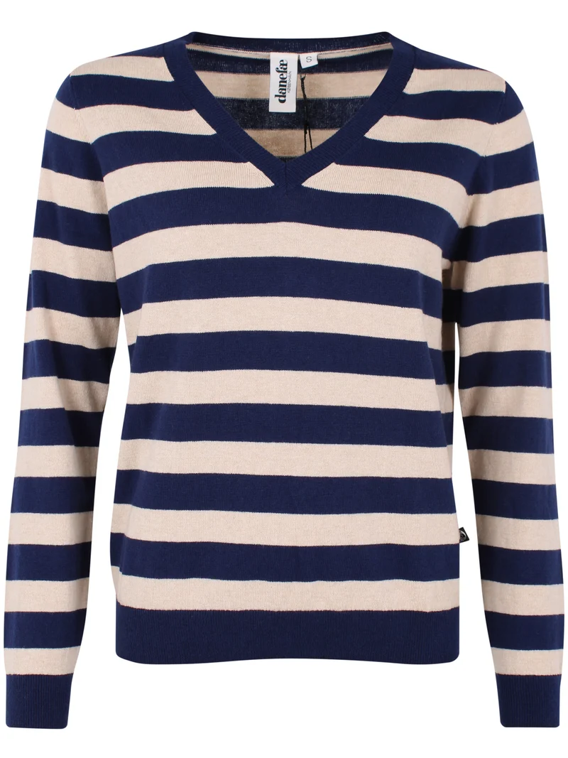 Danesaint Wool-Mix Sweater Dark Blue/Light Beige