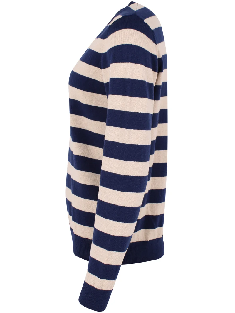 Danesaint Wool-Mix Sweater Dark Blue/Light Beige