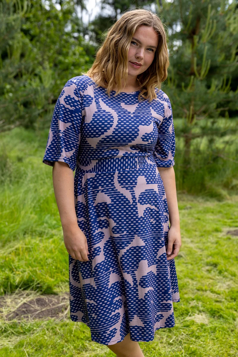 Daneviborg Modal SS Dress Quail/Dark Blue HALFTONE