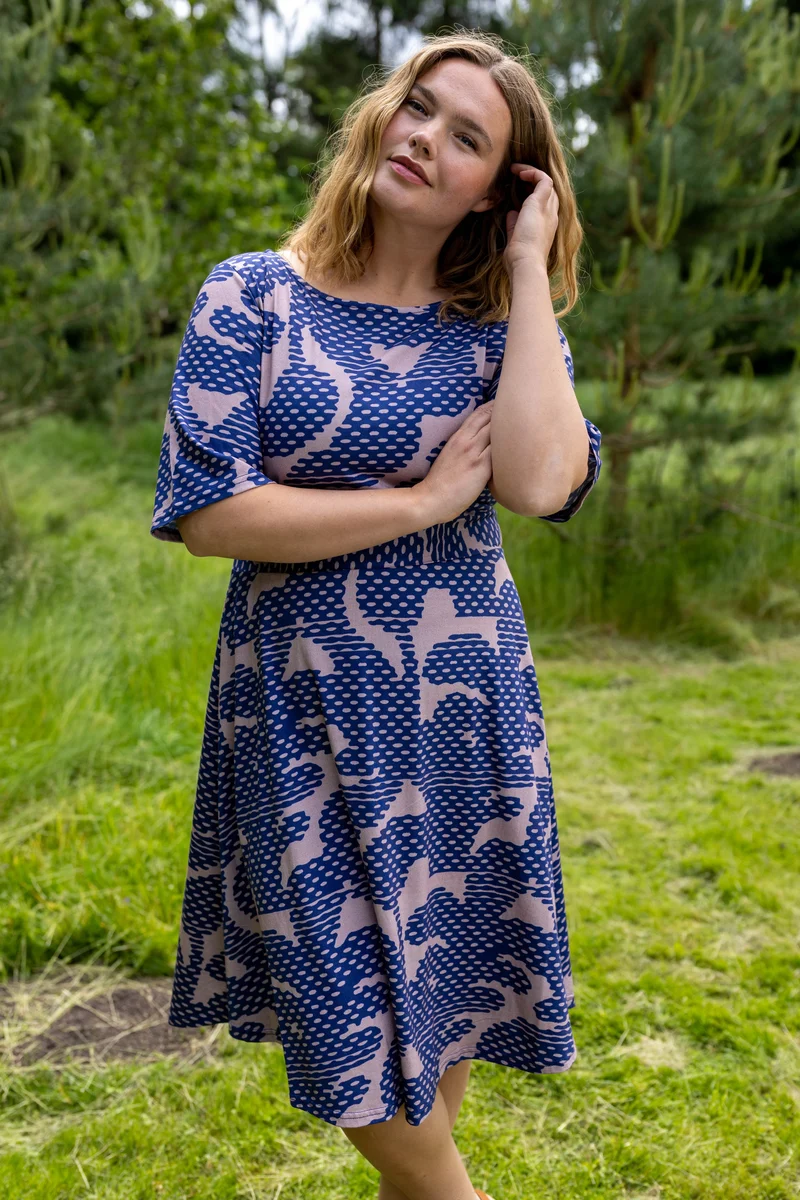 Daneviborg Modal SS Dress Quail/Dark Blue HALFTONE