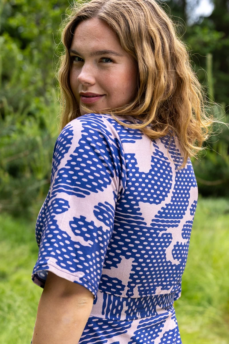 Daneviborg Modal SS Dress Quail/Dark Blue HALFTONE