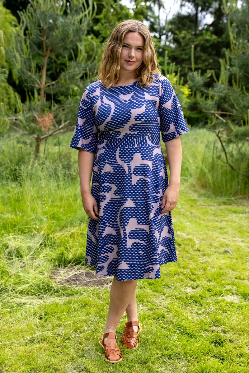 Daneviborg Modal SS Dress Quail/Dark Blue HALFTONE