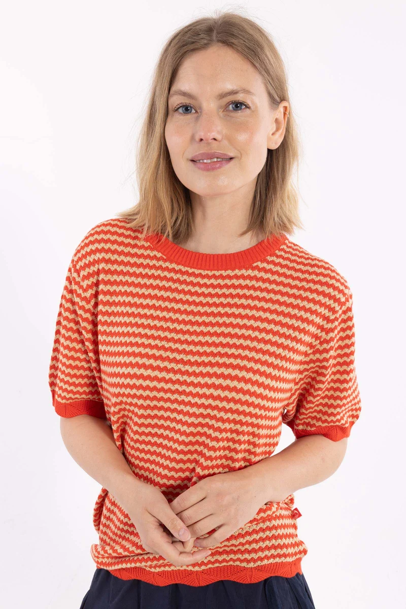 Danelounge Pearl Knit Boxy Sweater Summer Red/Nougat
