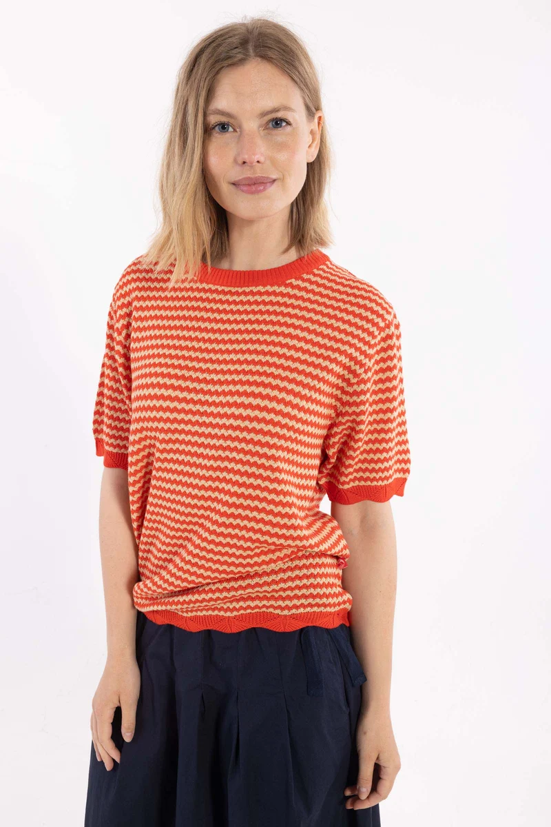 Danelounge Pearl Knit Boxy Sweater Summer Red/Nougat