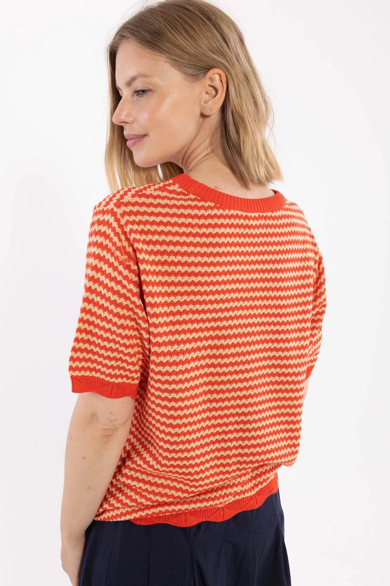 Danelounge Pearl Knit Boxy Sweater Summer Red/Nougat