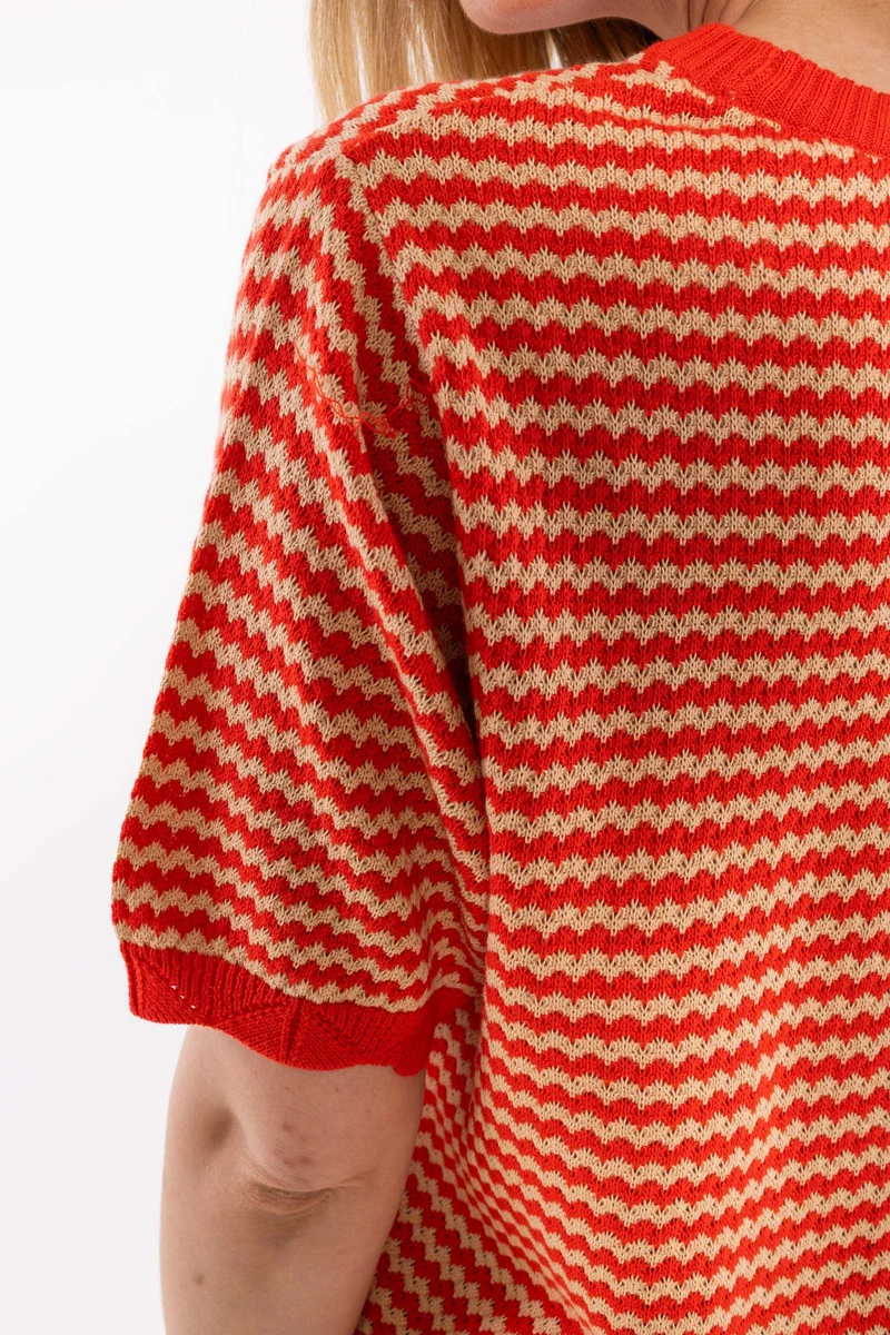 Danelounge Pearl Knit Boxy Sweater Summer Red/Nougat