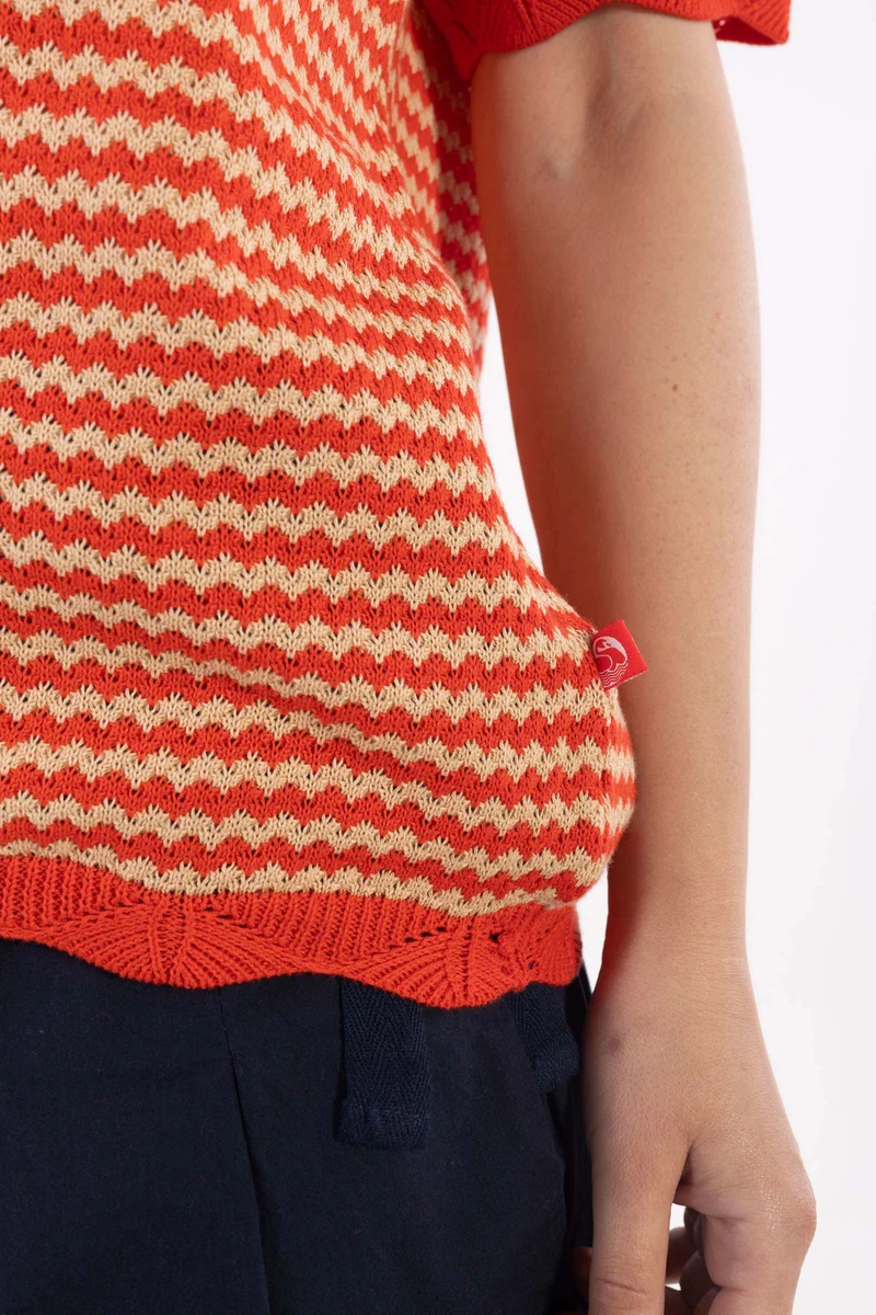 Danelounge Pearl Knit Boxy Sweater Summer Red/Nougat